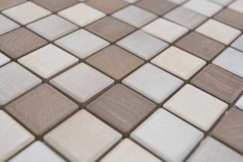 Muestra de mano Jasba Senja gres cerámico mosaico puro mezcla de madera mate aspecto madera cocina baño ducha MOSJB05_m