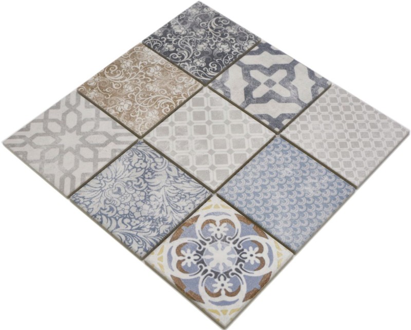 Muestra de mano Jasba Patrón mosaico cerámica gres multicolor mate aspecto retro cocina baño ducha MOSJBPV20_m