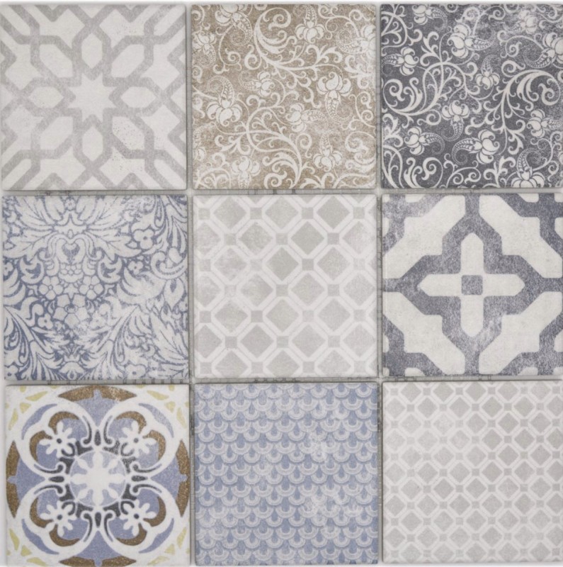 Muestra de mano Jasba Patrón mosaico cerámica gres multicolor mate aspecto retro cocina baño ducha MOSJBPV20_m