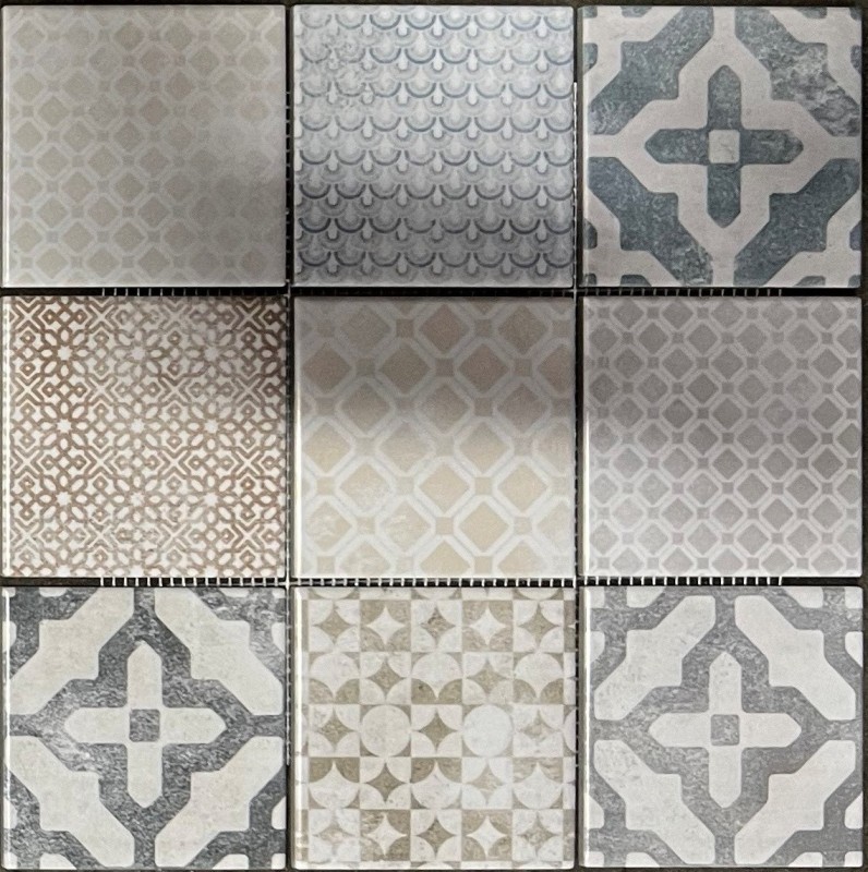 Muestra de mano Jasba Patrón mosaico cerámica gres multicolor mate aspecto retro cocina baño ducha MOSJBPV20_m