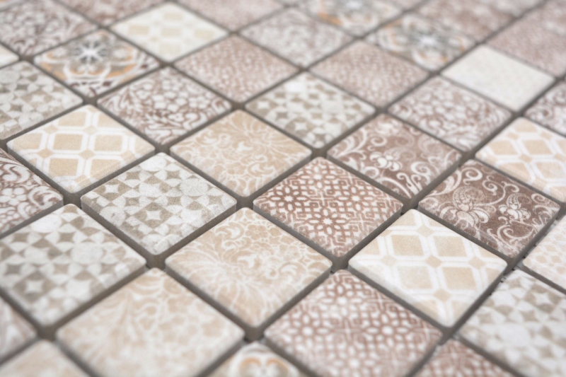 Muestra de mano Jasba Patrón mosaico cerámica gres beige-marrón mate retro look cocina baño ducha MOSJBPV01_m