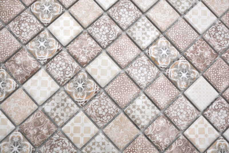 Muestra de mano Jasba Patrón mosaico cerámica gres beige-marrón mate retro look cocina baño ducha MOSJBPV01_m