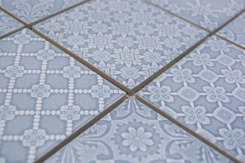 Muestra de mano Jasba Clara mosaico gres cerámico azul nórdico brillante aspecto retro cocina baño ducha MOSJBC135_m