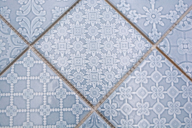 Muestra de mano Jasba Clara mosaico gres cerámico azul nórdico brillante aspecto retro cocina baño ducha MOSJBC135_m