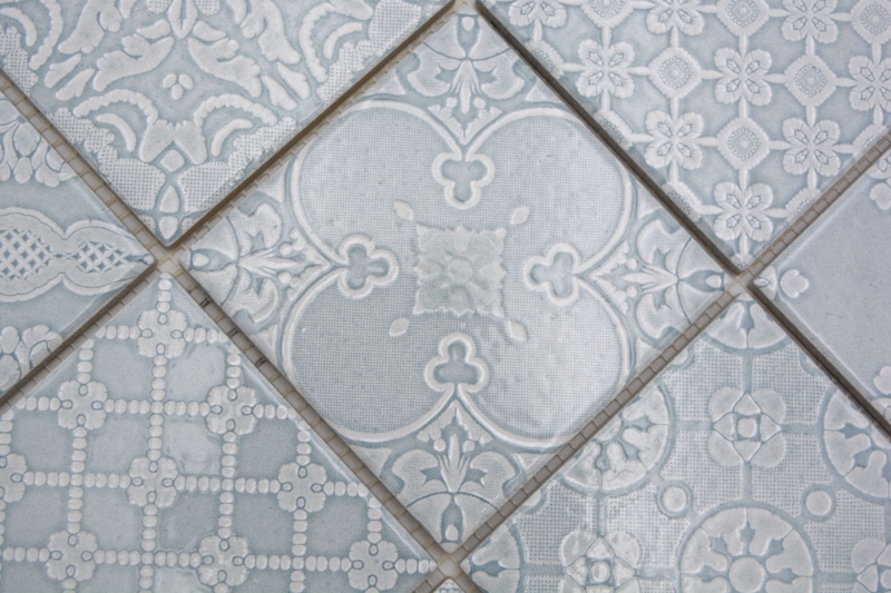 Muestra de mano Jasba Clara mosaico cerámica gres país verde brillante aspecto retro cocina baño ducha MOSJBC136_m