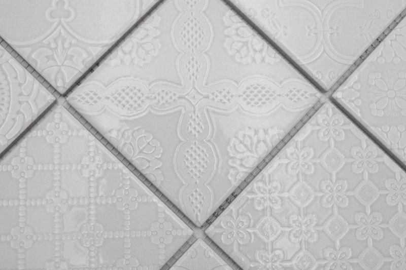 Muestra de mano Jasba Clara mosaico cerámica gres paris gris brillante retro look cocina baño ducha MOSJBC138_m
