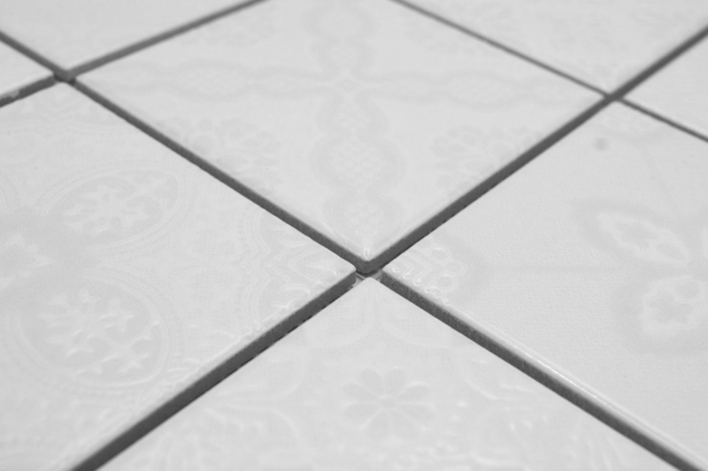 Muestra de mano Jasba Clara mosaico gres cerámico islandia blanco brillante aspecto retro cocina baño ducha MOSJBC139_m