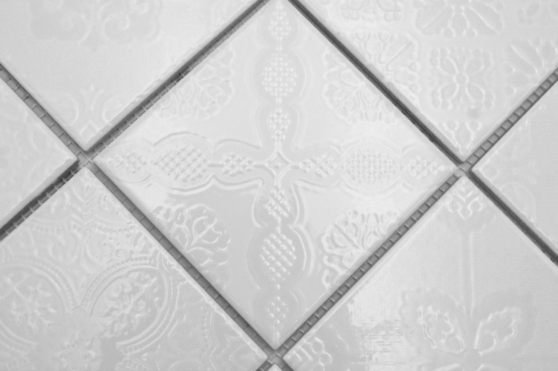 Muestra de mano Jasba Clara mosaico gres cerámico islandia blanco brillante aspecto retro cocina baño ducha MOSJBC139_m