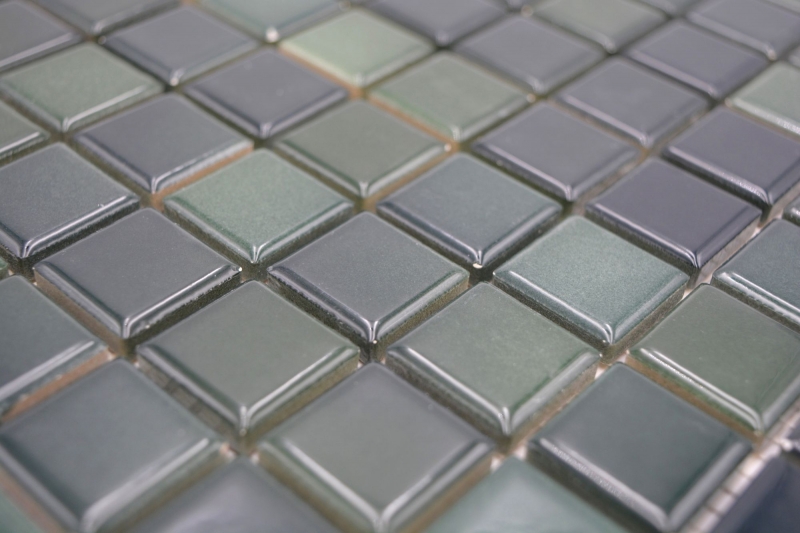 Muestra de mano Jasba Agrob Buchtal Fresh mosaico cerámica gres verde bosque mezcla brillante cocina baño ducha MOSJBF216_m
