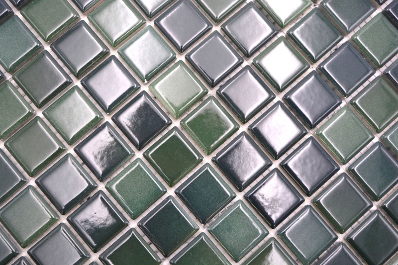Muestra de mano Jasba Agrob Buchtal Fresh mosaico cerámica gres verde bosque mezcla brillante cocina baño ducha MOSJBF216_m