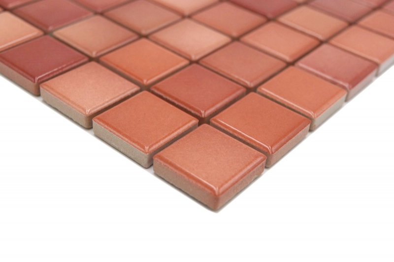 Muestra de mano Jasba Agrob Buchtal Fresh mosaico cerámica gres mezcla rojo ladrillo brillante cocina baño ducha MOSJBF218_m