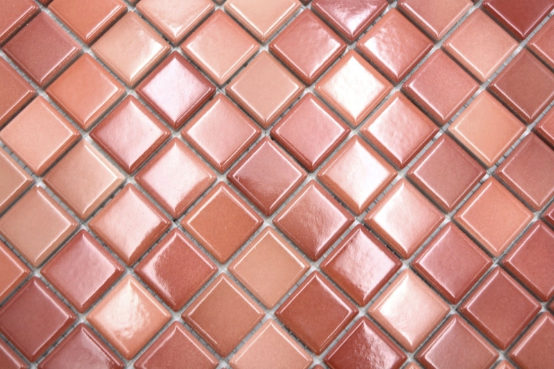 Muestra de mano Jasba Agrob Buchtal Fresh mosaico cerámica gres mezcla rojo ladrillo brillante cocina baño ducha MOSJBF218_m