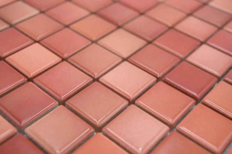 Muestra de mano Jasba Agrob Buchtal Fresh mosaico cerámica gres mezcla rojo ladrillo brillante cocina baño ducha MOSJBF218_m