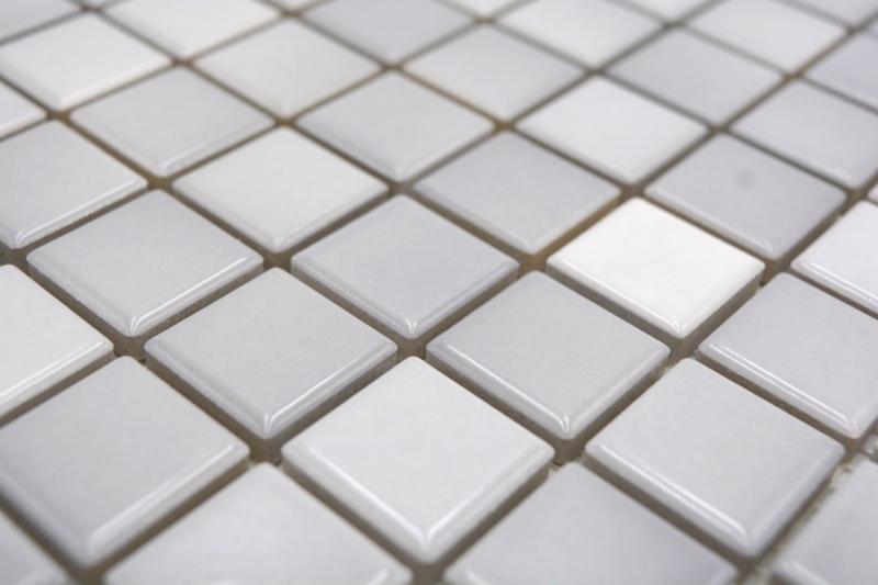 Muestra de mano Jasba Agrob Buchtal Fresh mosaico cerámica gres mezcla gris plata brillante cocina baño ducha MOSJBF219_m