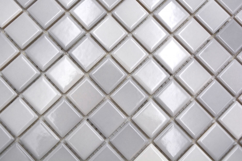 Muestra de mano Jasba Agrob Buchtal Fresh mosaico cerámica gres mezcla gris plata brillante cocina baño ducha MOSJBF219_m
