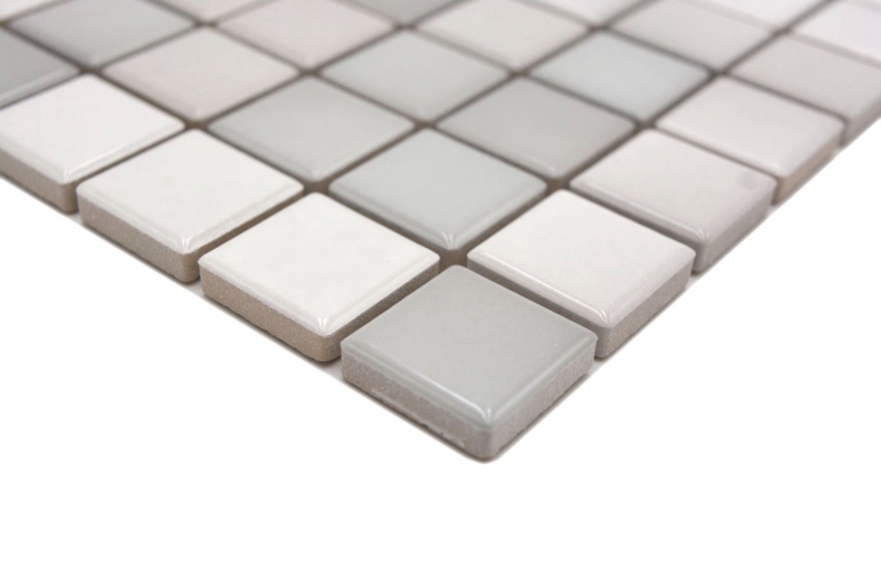 Muestra de mano Jasba Agrob Buchtal Fresh mosaico cerámica gres mezcla gris cálido brillante cocina baño ducha MOSJBF220_m