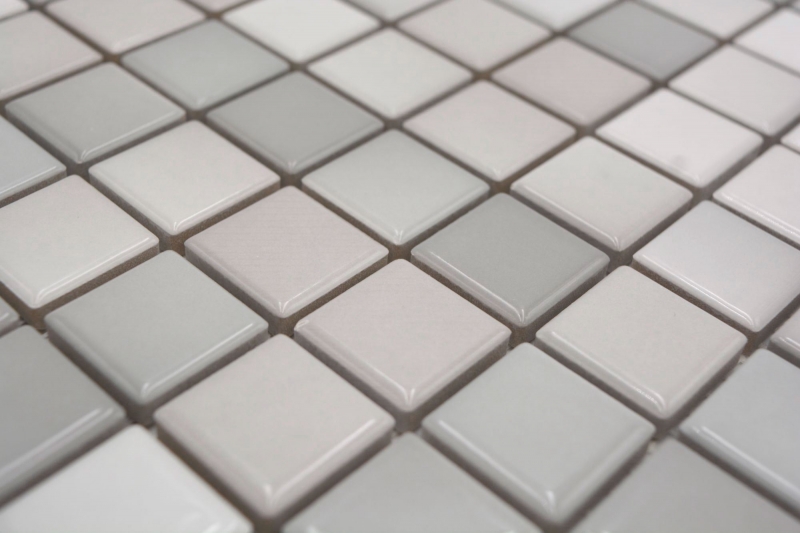 Muestra de mano Jasba Agrob Buchtal Fresh mosaico cerámica gres mezcla gris cálido brillante cocina baño ducha MOSJBF220_m