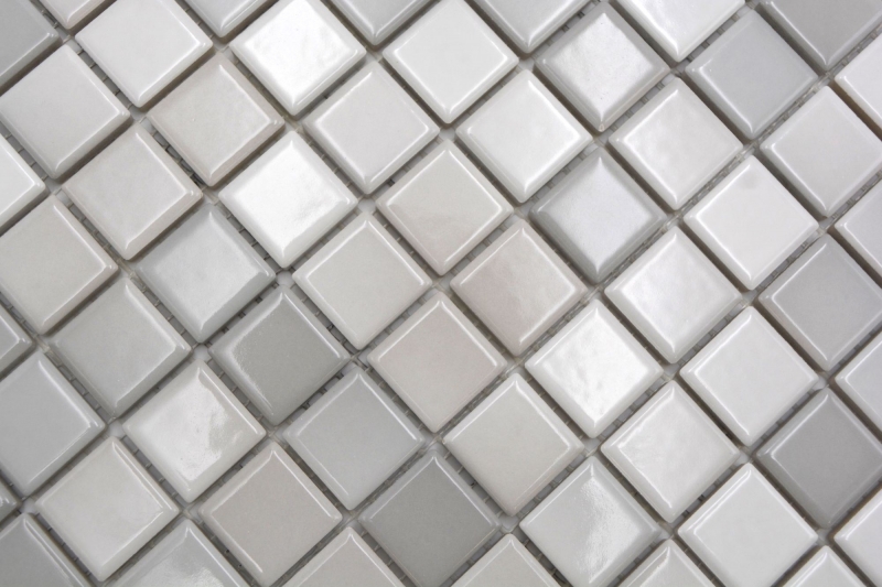 Muestra de mano Jasba Agrob Buchtal Fresh mosaico cerámica gres mezcla gris cálido brillante cocina baño ducha MOSJBF220_m