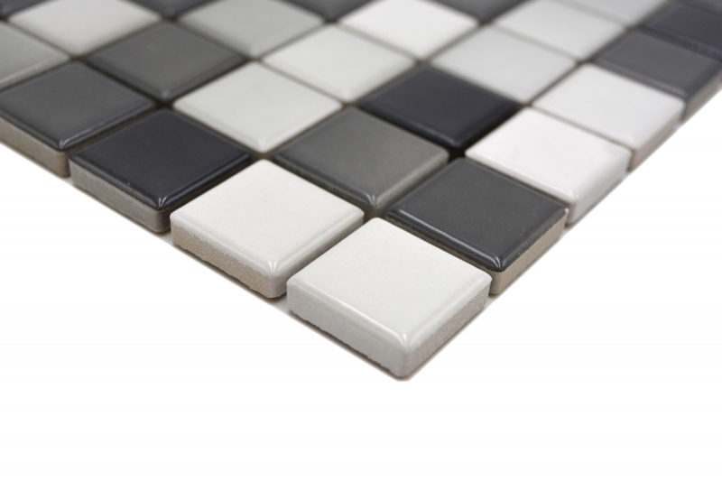 Muestra de mano Jasba Agrob Buchtal Fresh mosaico cerámica gres blanco gris mezcla brillante cocina baño ducha MOSJBF221