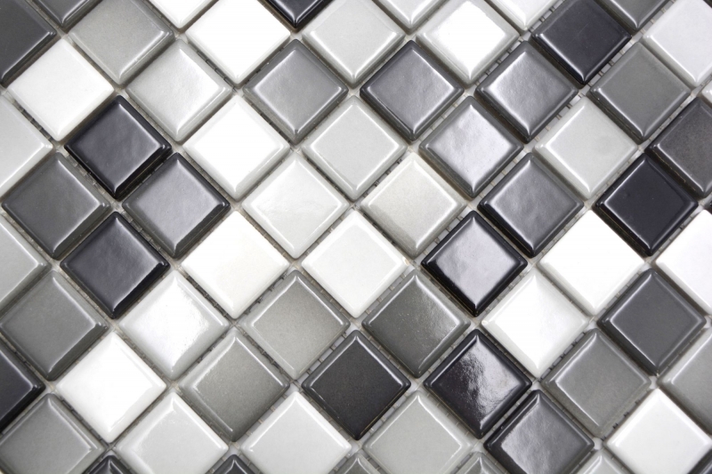 Muestra de mano Jasba Agrob Buchtal Fresh mosaico cerámica gres blanco gris mezcla brillante cocina baño ducha MOSJBF221