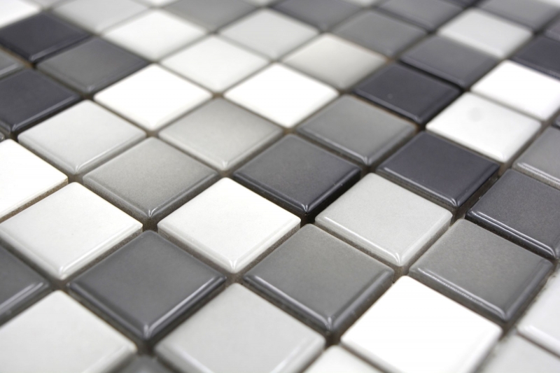 Muestra de mano Jasba Agrob Buchtal Fresh mosaico cerámica gres blanco gris mezcla brillante cocina baño ducha MOSJBF221