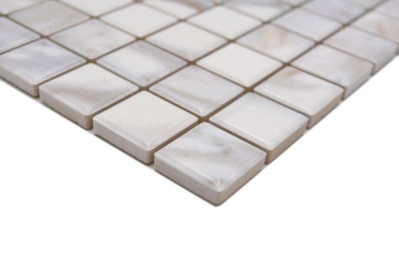 Muestra de mano Jasba Agrob Buchtal Fresh Marble & More mosaico gres cerámico aspecto carrara blanco brillante aspecto mármol cocina baño ducha MOSJBMM17_m