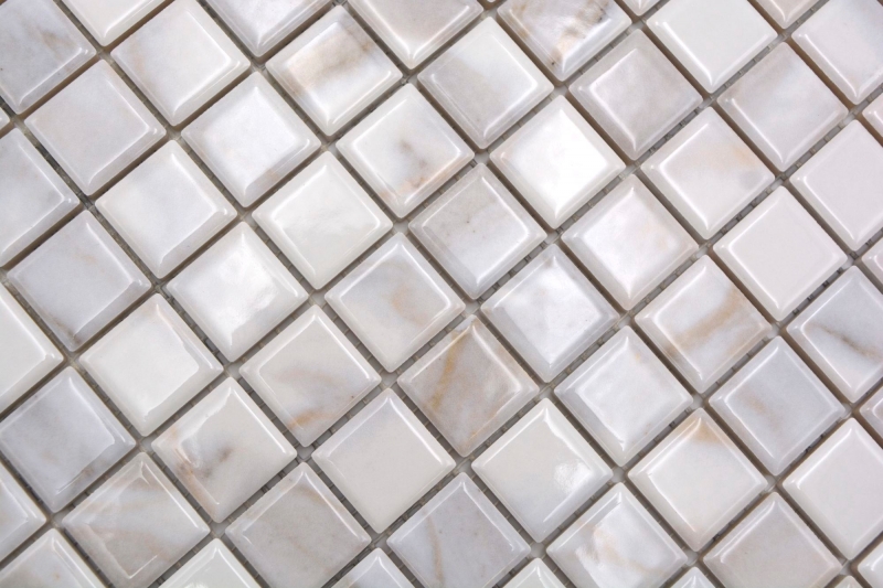 Muestra de mano Jasba Agrob Buchtal Fresh Marble & More mosaico gres cerámico aspecto carrara blanco brillante aspecto mármol cocina baño ducha MOSJBMM17_m