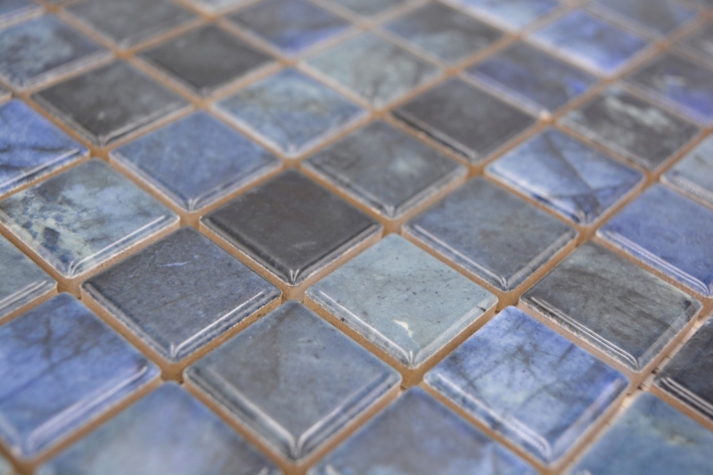 Muestra de mano Jasba Agrob Buchtal Fresh Marble & More gres cerámico mosaico labradorita azul brillante aspecto mármol cocina baño ducha MOSJBMM20_m