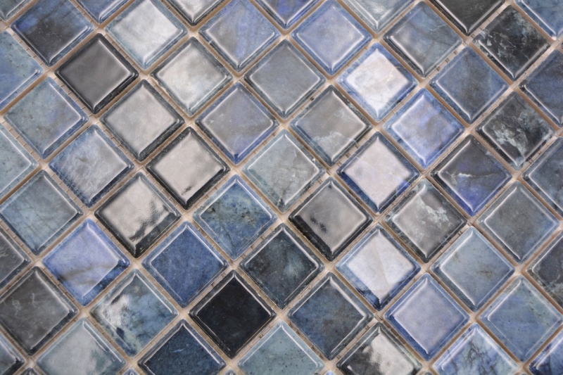 Muestra de mano Jasba Agrob Buchtal Fresh Marble & More gres cerámico mosaico labradorita azul brillante aspecto mármol cocina baño ducha MOSJBMM20_m