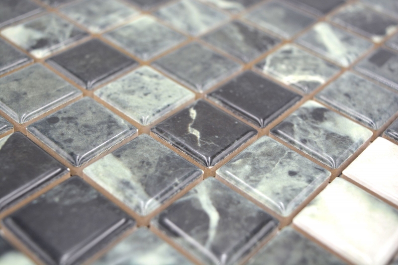 Muestra de mano Jasba Agrob Buchtal Fresh Marble & More mosaico gres cerámico verde alpi brillante aspecto mármol cocina baño ducha MOSJBMM21_m