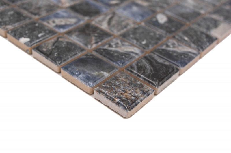 Muestra de mano Jasba Agrob Buchtal Fresh Marble & More gres cerámico mosaico ilusión oscuro brillante mármol look cocina baño ducha MOSJBMM22_m