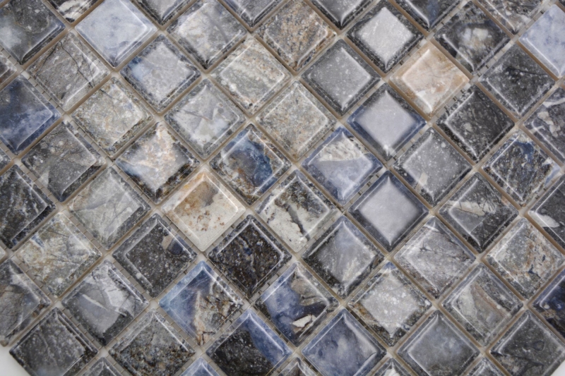 Muestra de mano Jasba Agrob Buchtal Fresh Marble & More gres cerámico mosaico ilusión oscuro brillante mármol look cocina baño ducha MOSJBMM22_m