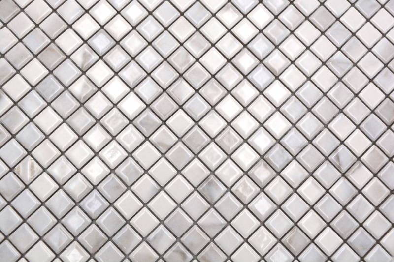 Muestra de mano Jasba Agrob Buchtal Fresh Marble & More mosaico gres cerámico aspecto carrara blanco brillante aspecto mármol cocina baño ducha MOSJBMM23_m