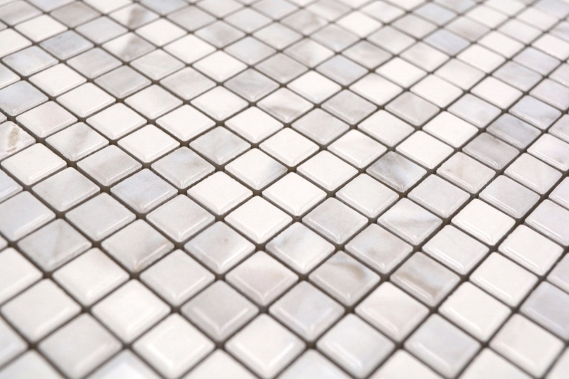 Muestra de mano Jasba Agrob Buchtal Fresh Marble & More mosaico gres cerámico aspecto carrara blanco brillante aspecto mármol cocina baño ducha MOSJBMM23_m