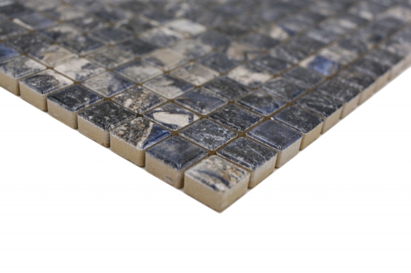 Muestra de mano Jasba Agrob Buchtal Fresh Marble & More gres cerámico mosaico ilusión oscuro brillante mármol look cocina baño ducha MOSJBMM28_m