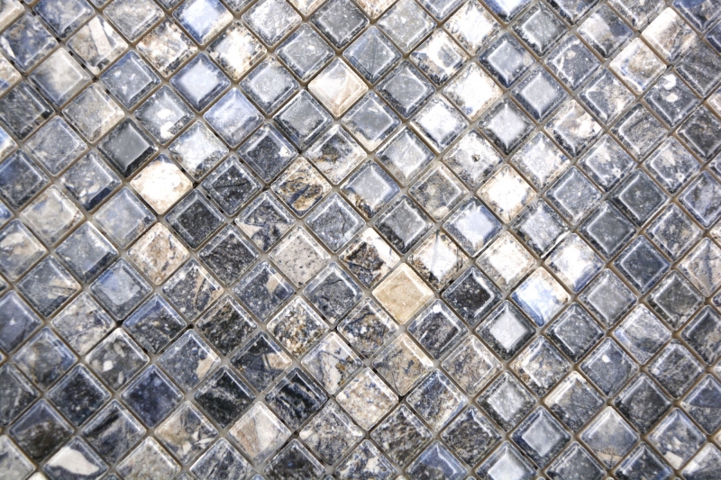Muestra de mano Jasba Agrob Buchtal Fresh Marble & More gres cerámico mosaico ilusión oscuro brillante mármol look cocina baño ducha MOSJBMM28_m