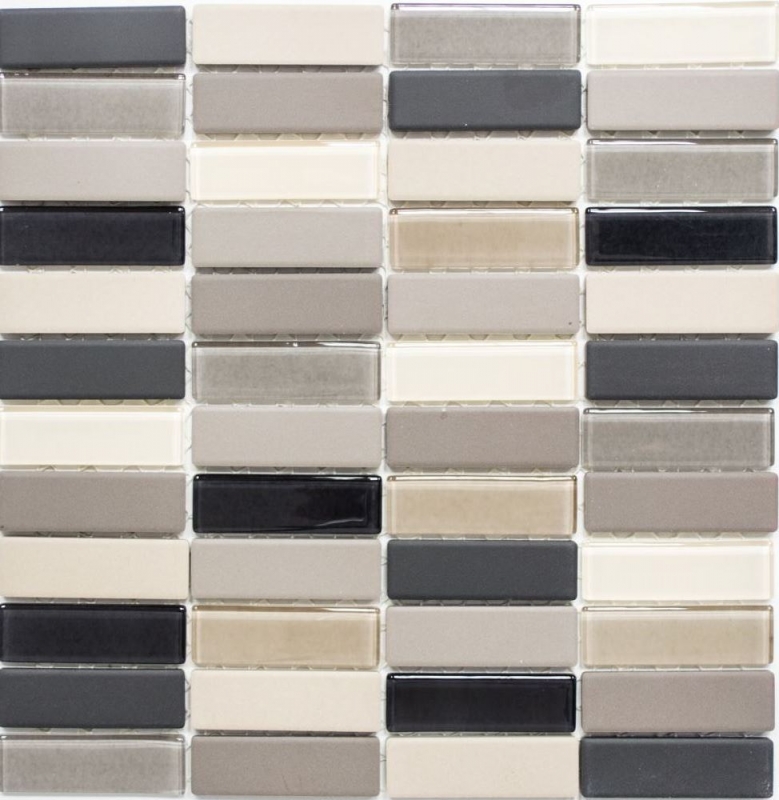 Mosaico de azulejos de cerámica de color beige claro gris varillas de vidrio sin esmaltar MOS24-CUSTG61_f