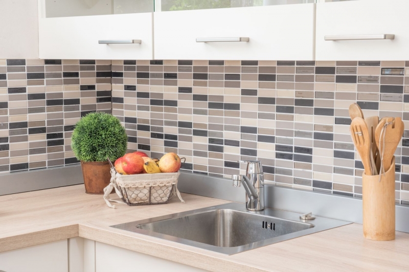 Mosaico de azulejos de cerámica de color beige claro gris varillas de vidrio sin esmaltar MOS24-CUSTG61_f