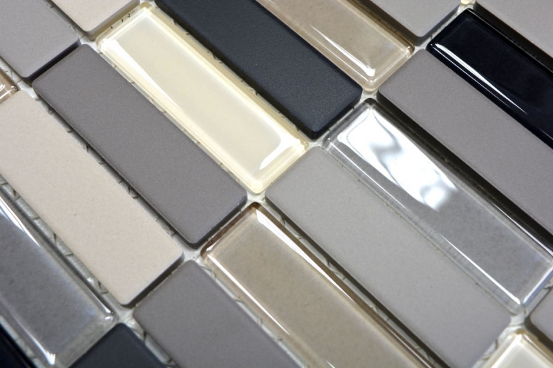 Muestra de mano azulejo mosaico cerámica beige claro gris varillas vidrio sin esmaltar MOS24-CUSTG61_m