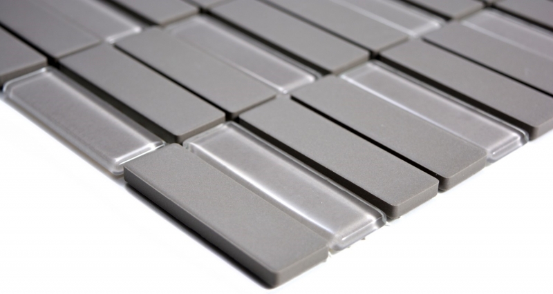 Muestra de mano mosaico azulejo cerámica varillas gris vidrio sin esmaltar MOS24-0204_m