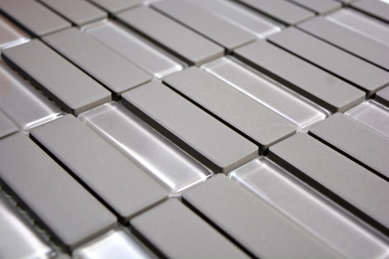 Muestra de mano mosaico azulejo cerámica varillas gris vidrio sin esmaltar MOS24-0204_m