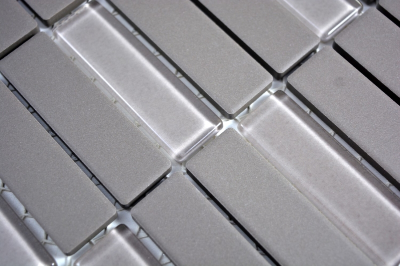 Muestra de mano mosaico azulejo cerámica varillas gris vidrio sin esmaltar MOS24-0204_m