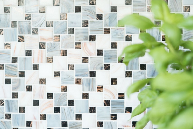 Mosaico de vidrio combinación Goldstar gris blanco MOS57-K01