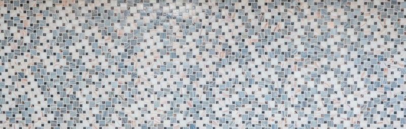 Mosaico de azulejos de vidrio combinación Goldstar gris blanco MOS57-K01_f | 10 esteras de mosaico