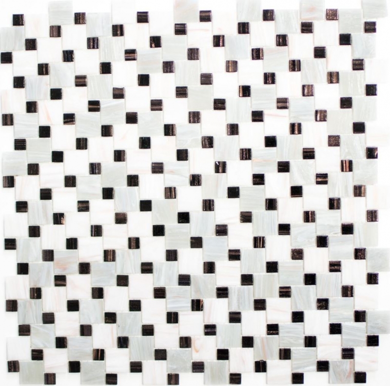 Muestra de mano mosaico azulejo vidrio combinación Goldstar gris blanco MOS57-K01_m