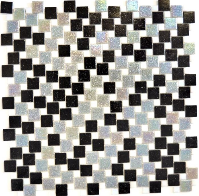 Muestra de mano mosaico azulejo de vidrio combinación gris iridio negro MOS57-K05_m