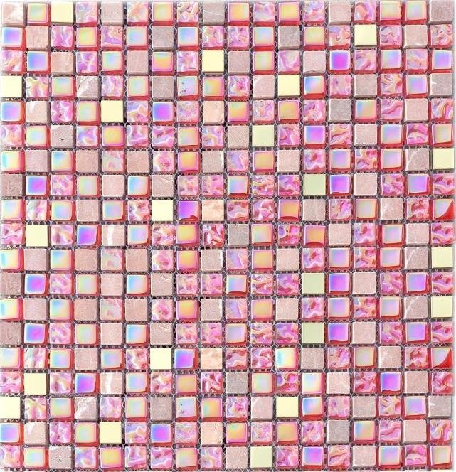 Mosaico azulejo translúcido rojo rosa oro mosaico de vidrio Cristal piedra EP rojo rosa oro MOS92-1208