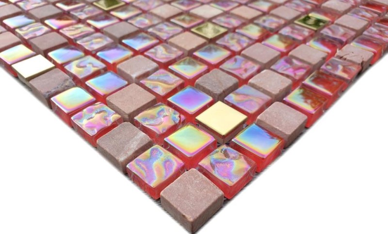 Mosaico azulejo translúcido rojo rosa oro mosaico de vidrio Cristal piedra EP rojo rosa oro MOS92-1208
