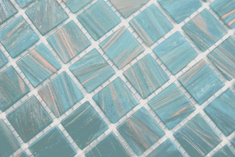 Muestra de mano mosaico de vidrio turquesa bronce pared azulejo baño azulejo ducha splashback azulejo backsplash MOS230-GA67_m