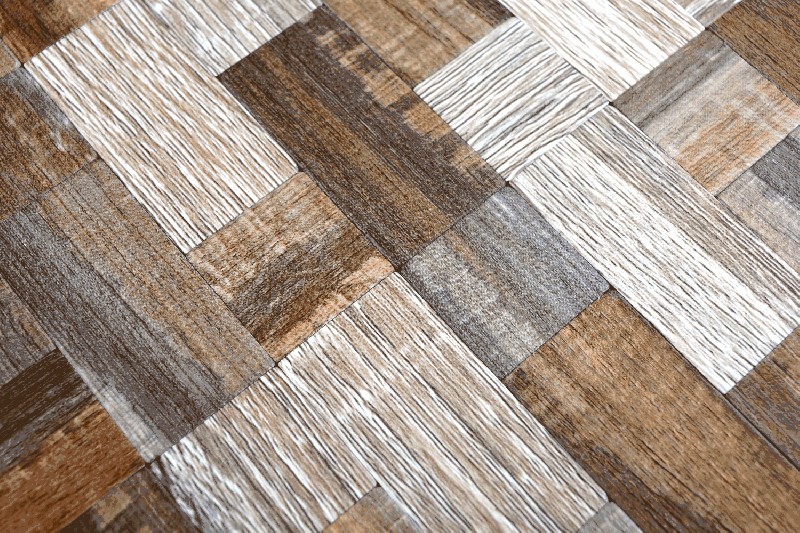 Muestra de mano mosaico azulejo autoadhesivo aluminio gris beige combinación metal aspecto madera MOS200-2322_m